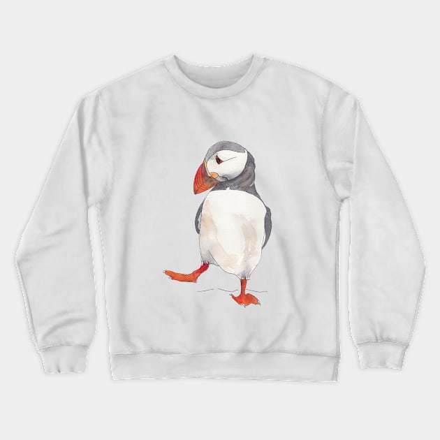 Dancing puffin watercolor illustration Crewneck Sweatshirt by kittyvdheuvel